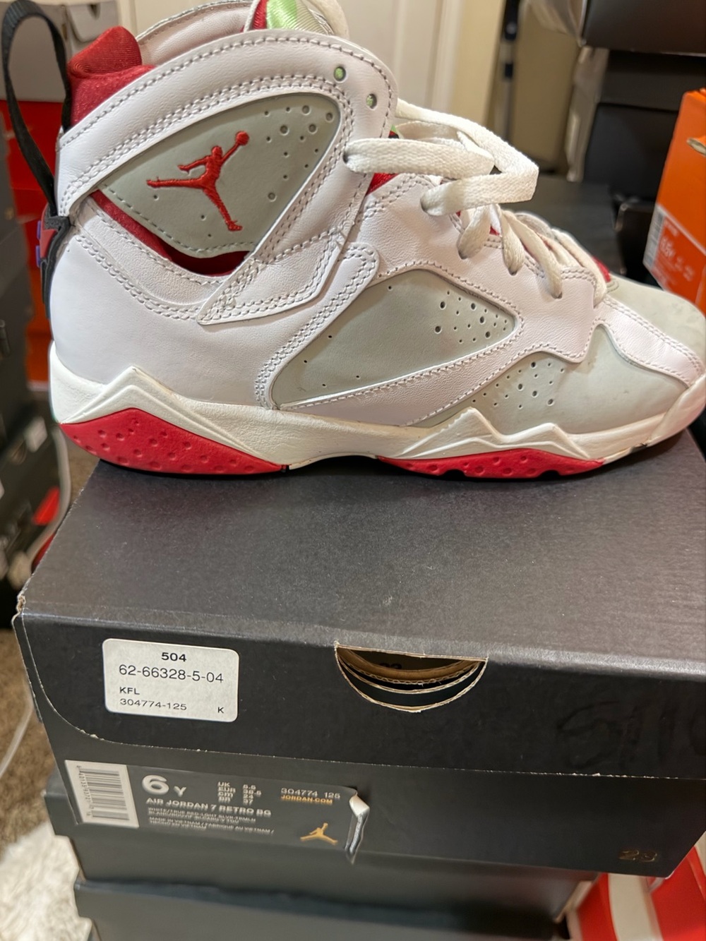 Jordan White and Red Retro Basketball Sneakers